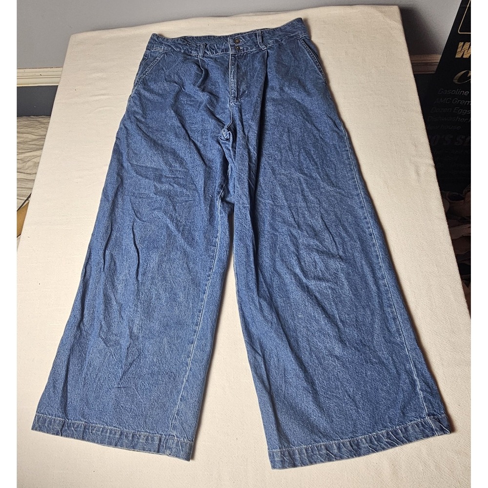 Billabong Wave Washed Pleated Wide-Leg Denim Pants Womens Size XL/14